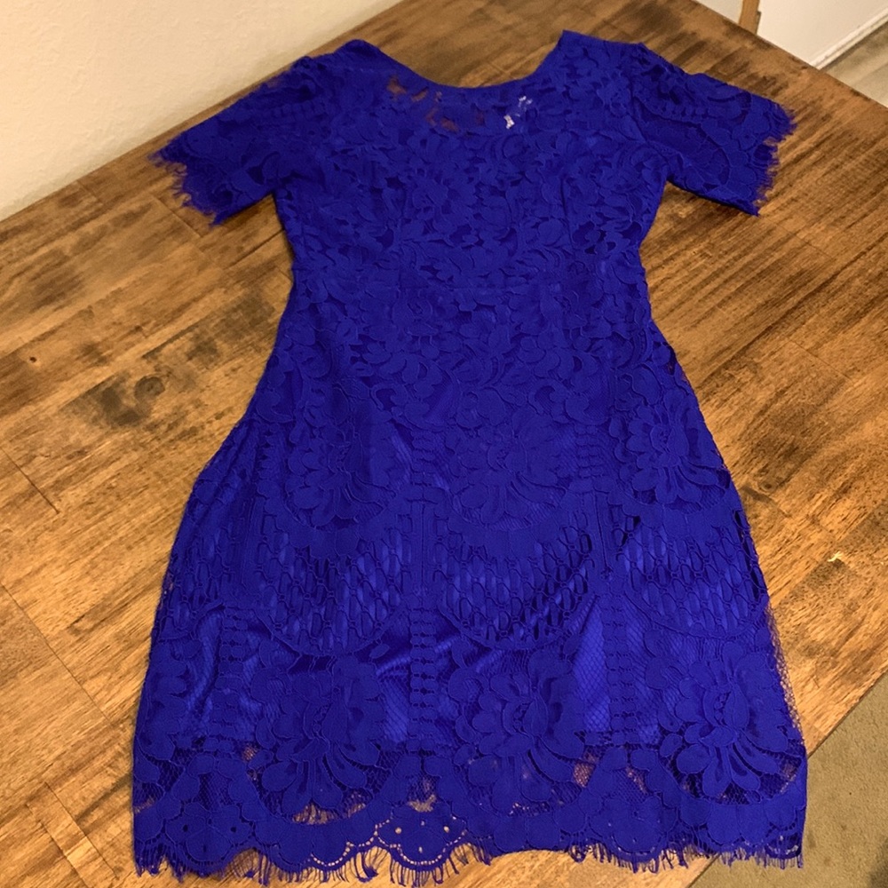 Floral Lace Blue Dress